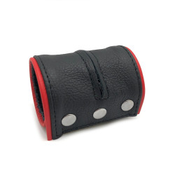 The Red Poignet bracelet de force en cuir - Noir/Rouge avec zip 